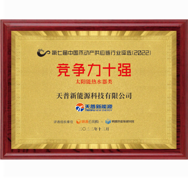 竞争力十强（太阳能热水器类）